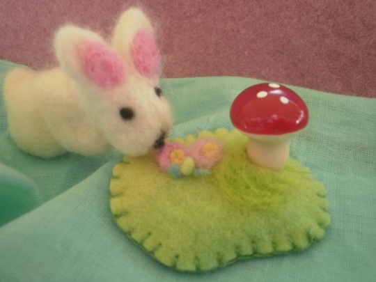 Fabulous felted bunnies and little toadstool scenes